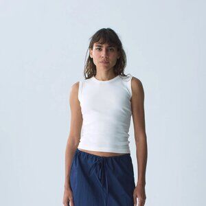 NU SWIM Organic Cotton Shell Tank in White